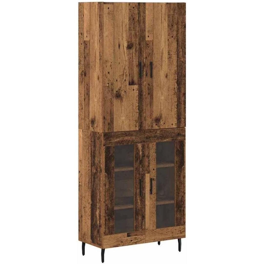 Hochschrank verbindet Glastueren und eine Wandmontage