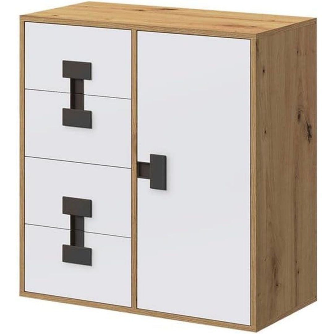 Der Hochschrank vereint Form und geschlossenen Stauraum