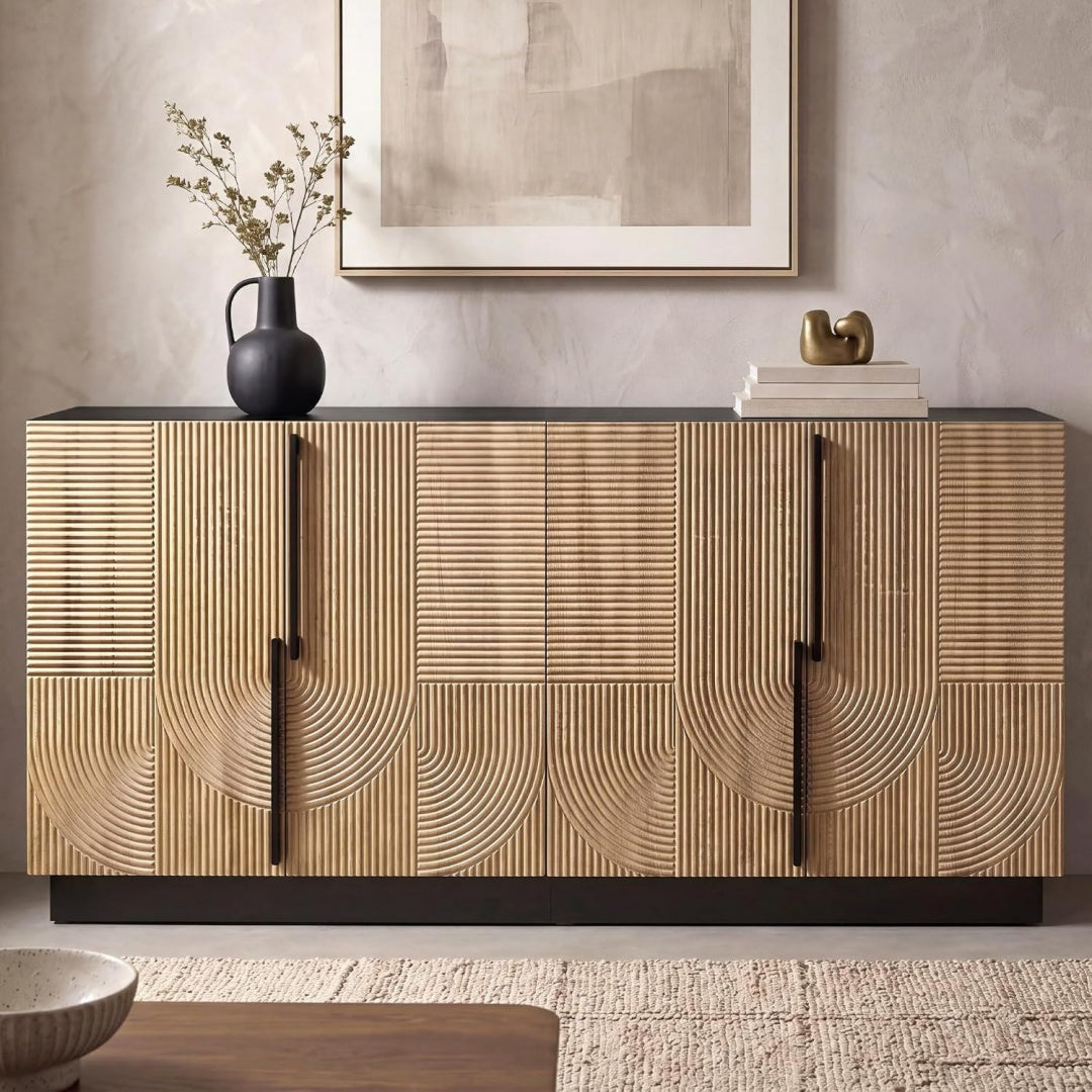 Sideboard mit verstellbaren Ablagen, Hoehenverstellung und Holzoptik