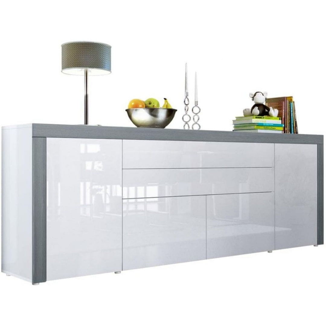 Sideboard mit Schubladen, glaenzenden Oberflaechen und 2 Tueren