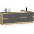 Sideboard in Anthrazit und Eichenbraun mit 4 Schubladen
