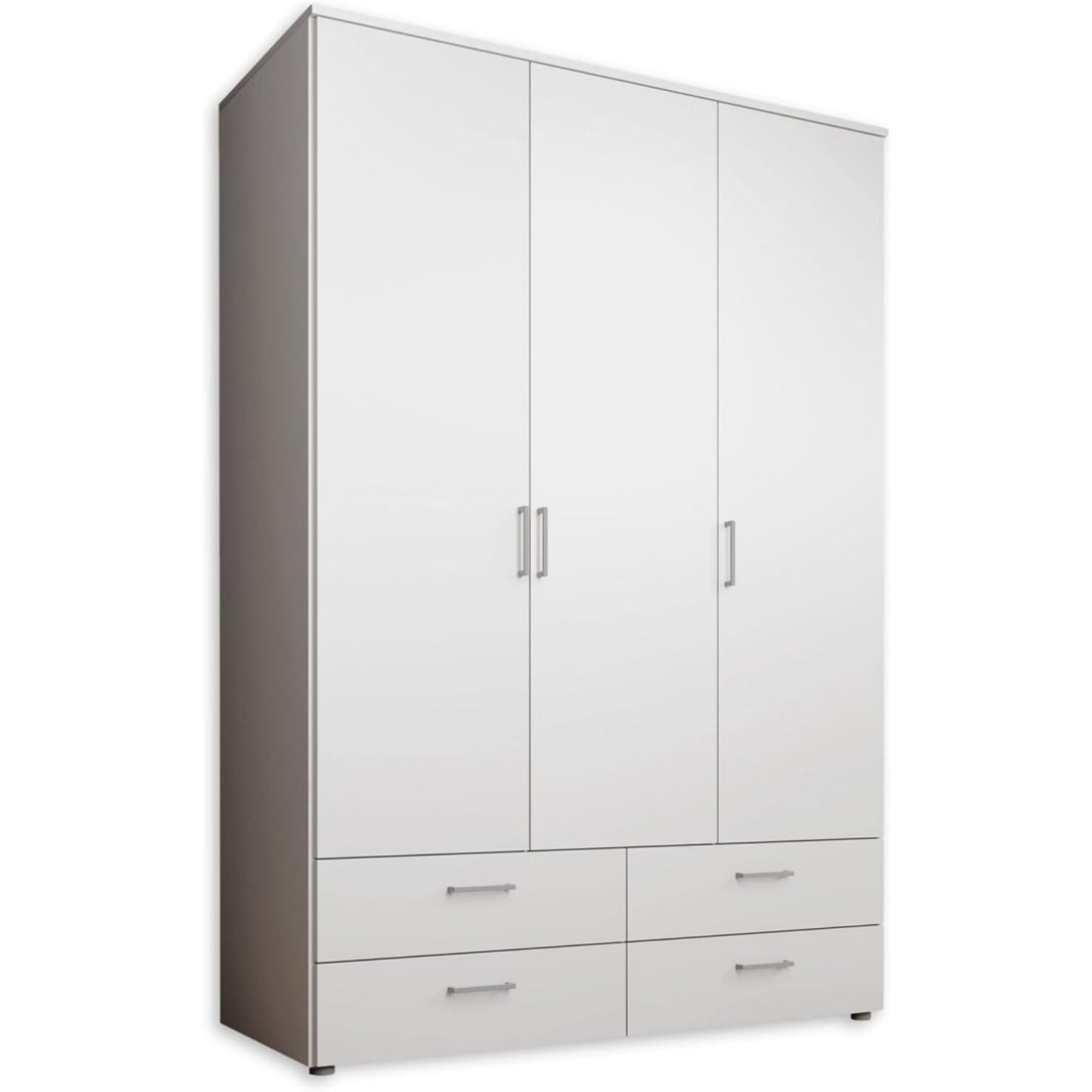 Kleiderschrank mit den Massen 138 x 199 x 48 cm in Weiss