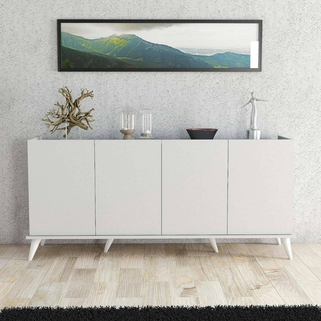 Sideboard aus Holzwerkstoff und Kunststoff mit beschichteten Flaechen
