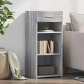 Sideboard mit den Massen 40 x 42.5 x 93 cm in Eichenbraun und Grau