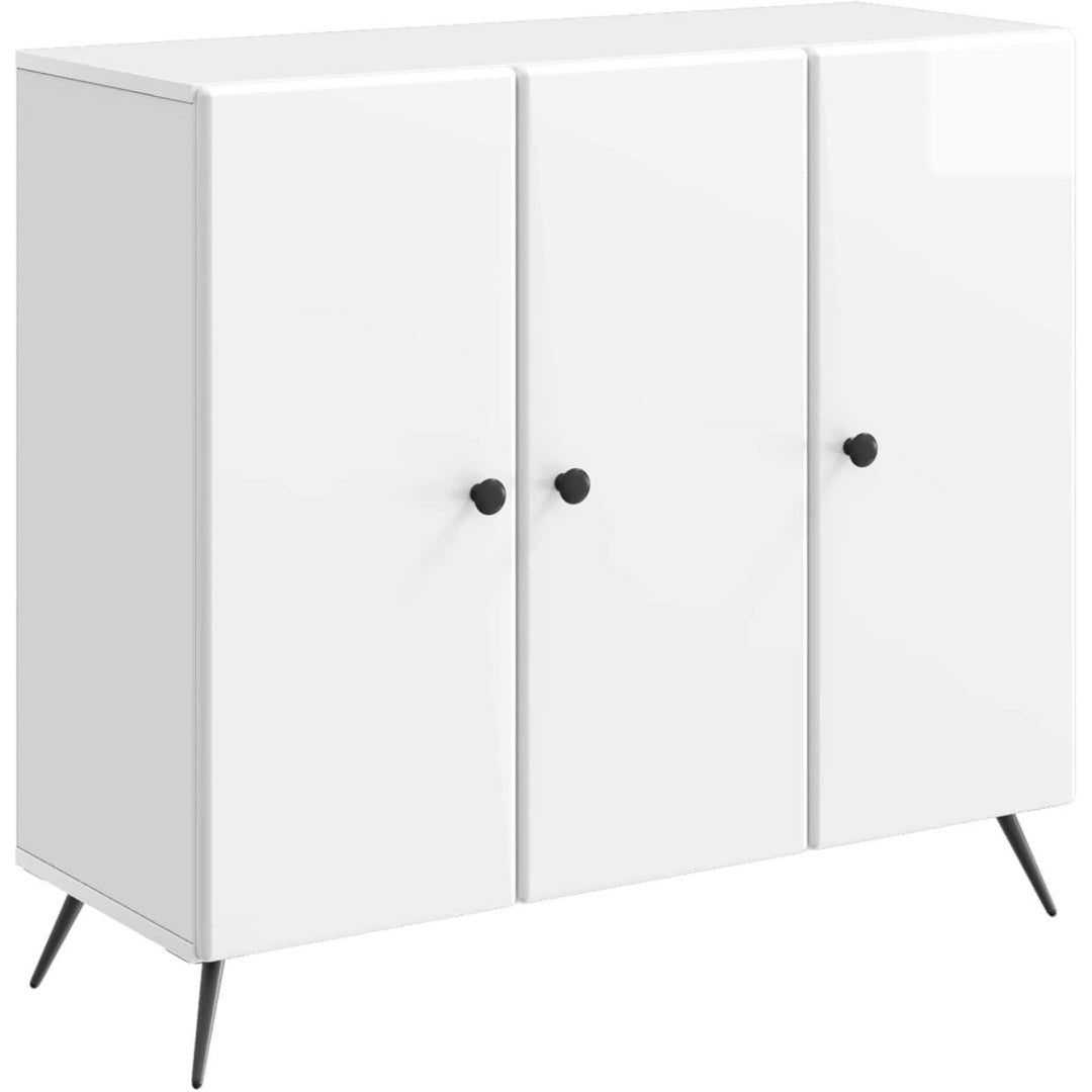 Sideboard mit geschlossenem Stauraum und glaenzenden Oberflaechen