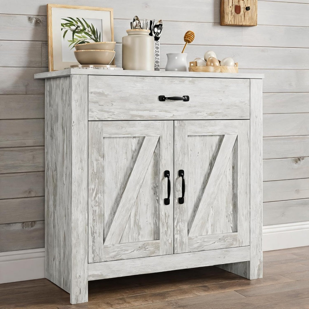 Sideboard mit 2 Tueren, Schubladen und Hoehenverstellung