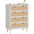 Das Sideboard vereint 4 Schubladen mit Flechtoptik